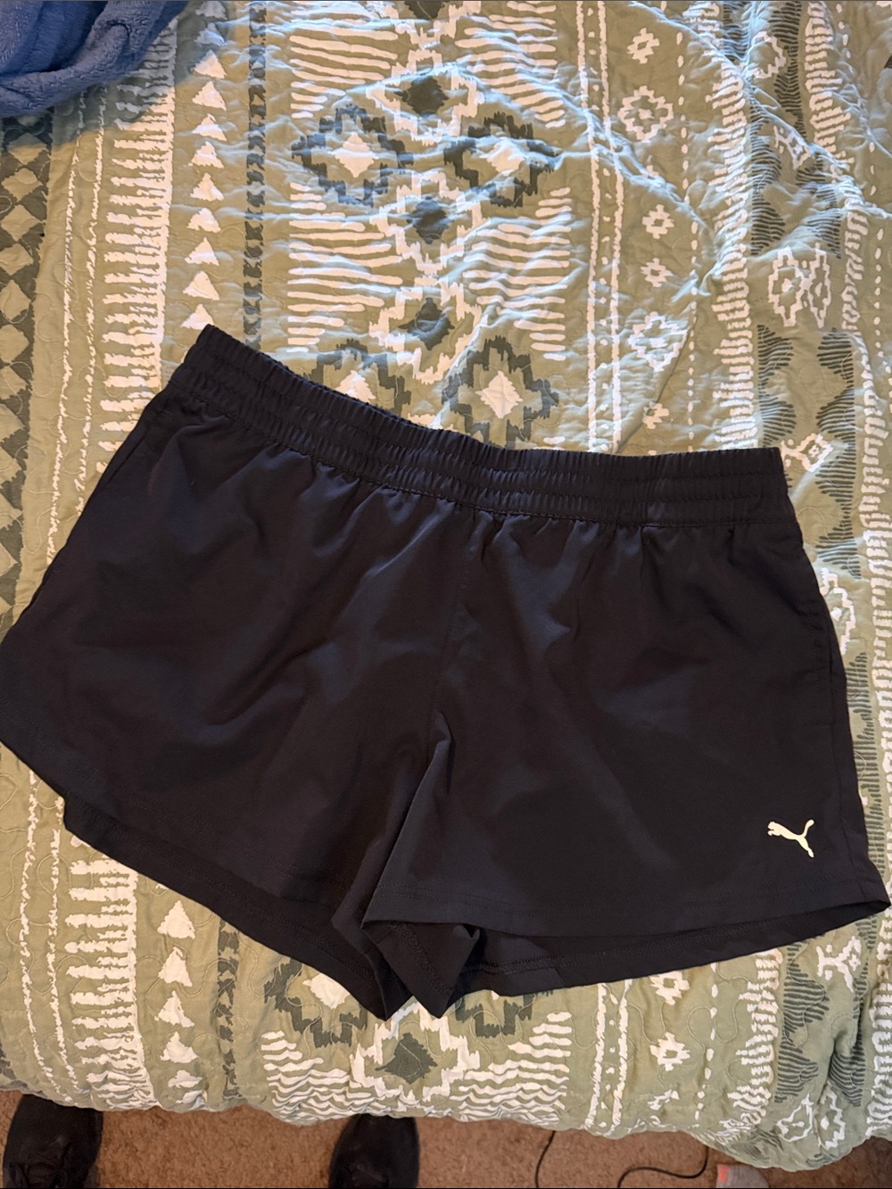 Puma Black Women's Athletic Shorts with White Logo XL